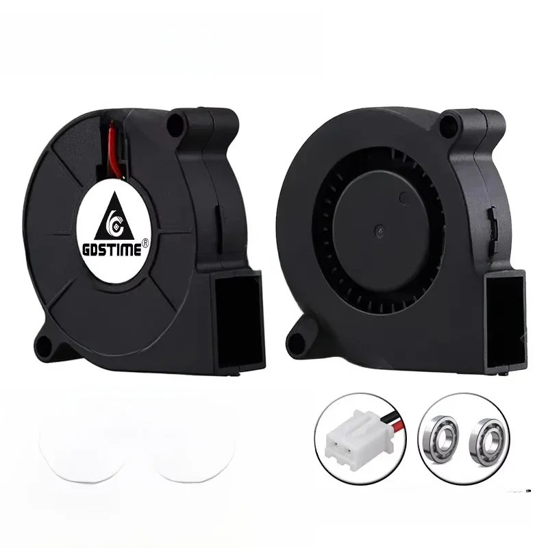 2 SZTUK Gdstime 5V 12V 24V 5015Podwójne łożysko kulkowe Drukarka 3D 50x50x15mm Wentylator chłodzący DC 50mm x 15mm Długi kabel Dmuchawa Chłodnica Radiator — zdjęcie 2