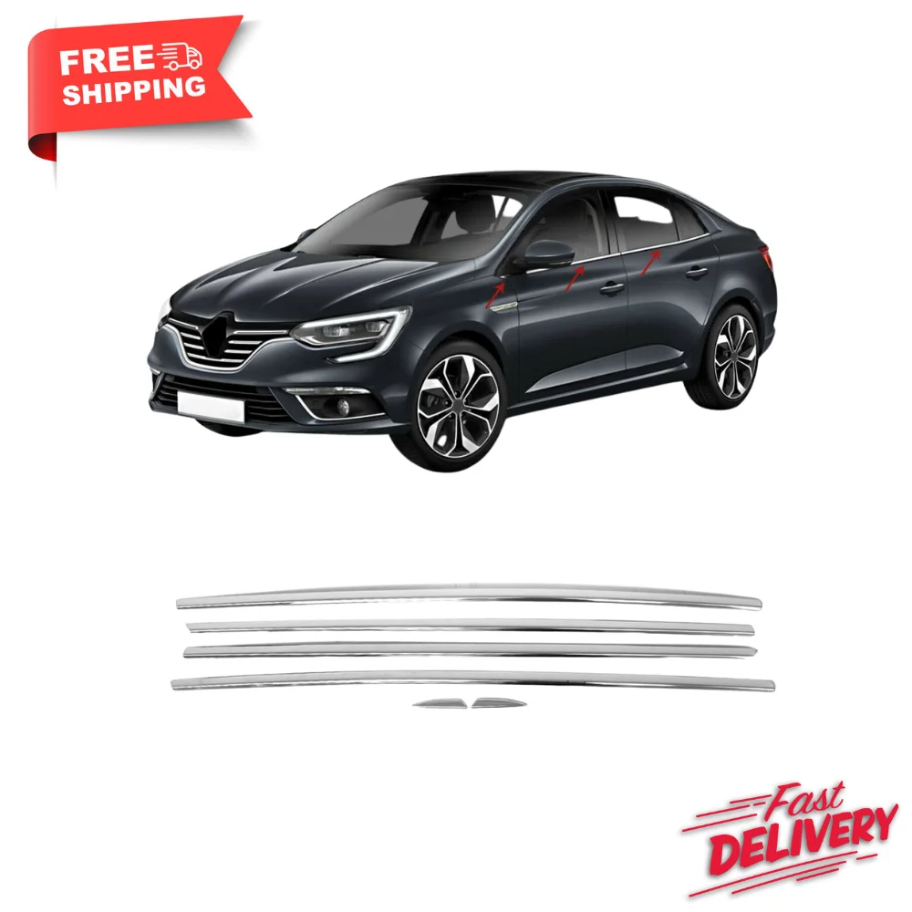 

Renault Megane 4 Sedan Chrome Window Streamer 6 Prç. 2016 and Above S.Steel car accessories-Free Shipping