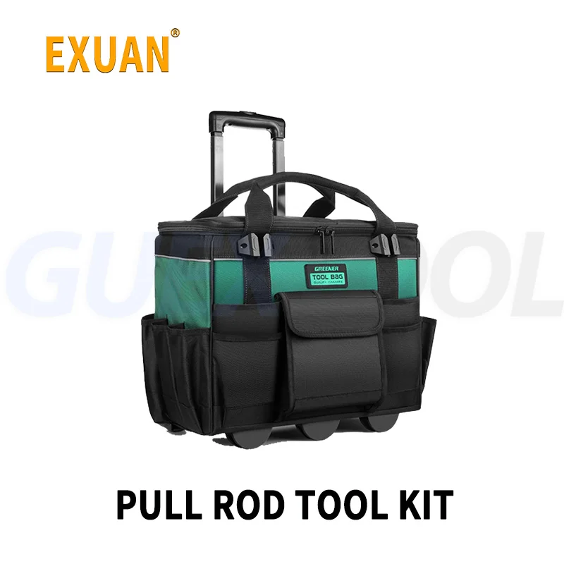 

Pull Rod Tool Kit Bottom With Universal Wheel Tool Kit Industrial Grade Manual Pushing Tool Kit Tool Storage Bag