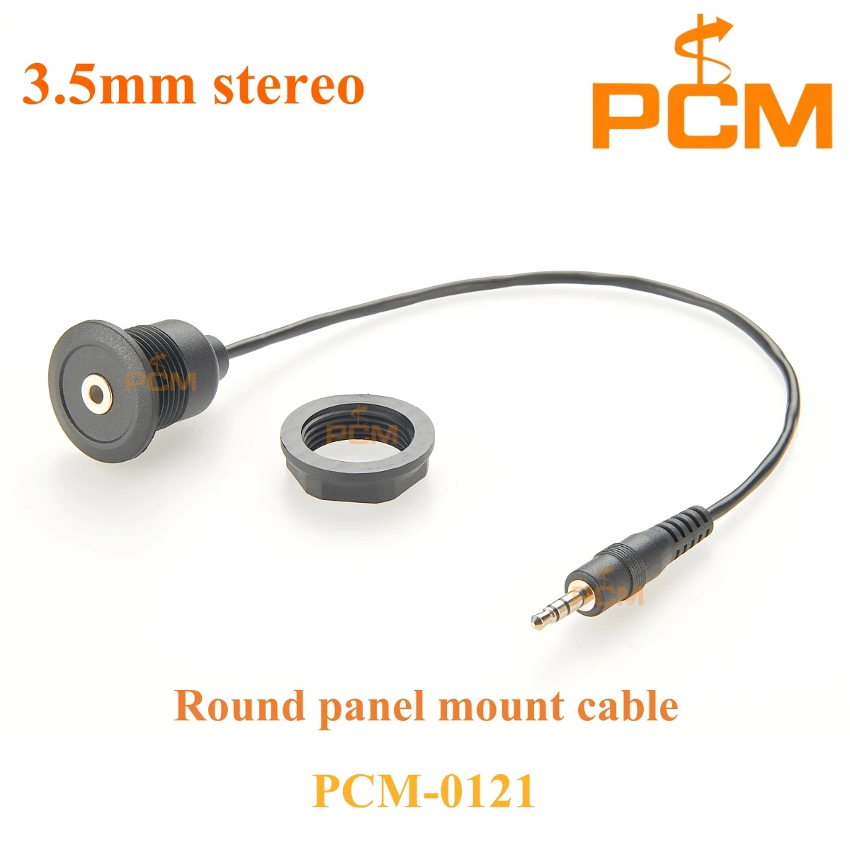 3.5mm stereo extension cable,3.5mm female round panel mount connector to male connector wire,front mount and rear lock