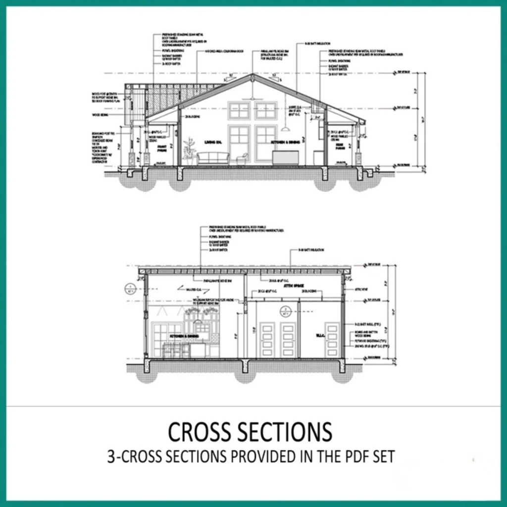 خطة المزرعة 40 × 30 بوصة (خطط مطبوعة) 2 سرير 2 حمام 1200 قدم مربع C2514 |   مخططات بيت الضيوف بمقصورة كوخ صغيرة