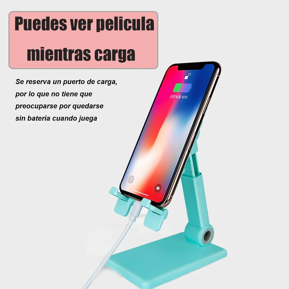 حامل مكتبي للهاتف الخلوي قابل للطي وقابل للتعديل، مختبر أسود.