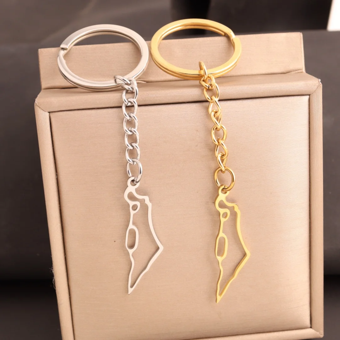 Palestine Map keychain With Arabic Calligraphy Stainless Steel Motivational Palestine keychain Jewelry Gift - view 3