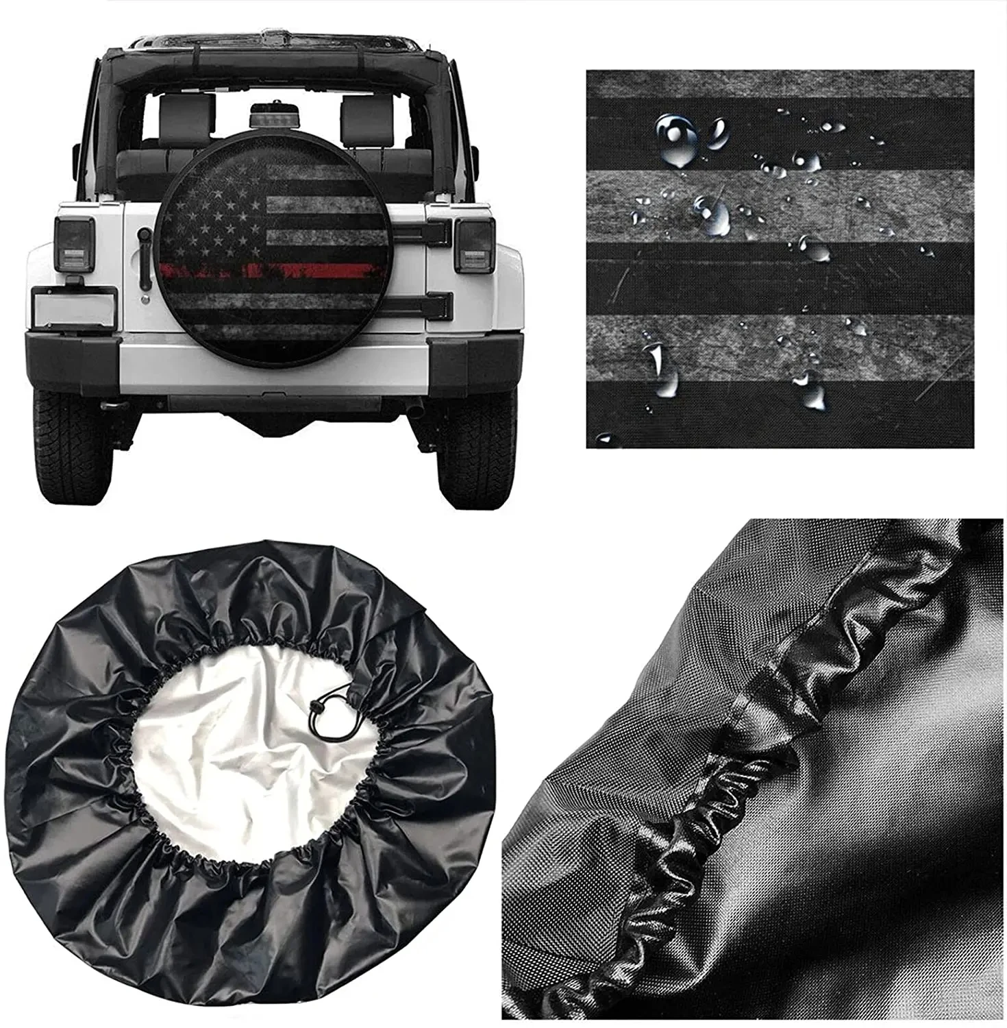 Vintage American Flag Spare Tire Cover Universal Truck Wheel Tyre Protector for Jeep SUV Trailer RV Truck Wheel