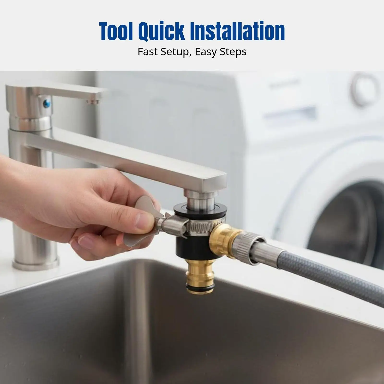 Universal Tap Quick Connector 15-22mm Smooth Non-Thread Water Tap Adapter Convert To 4/6 Points Washing Machine Inlet Pipe