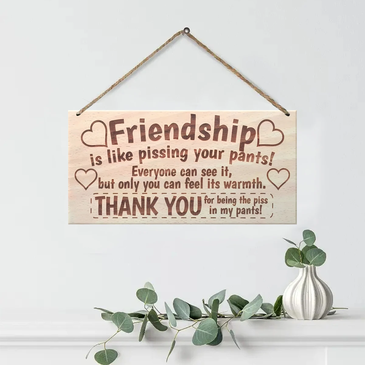 1Pc Wooden Hanging Gift Door Sign for Friends Wooden Tags Expressing Feelings Wooden Tags to Strengthen Friendship