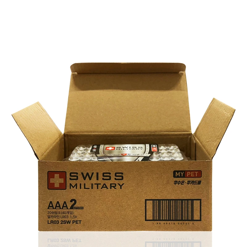 Swiss military alkaline AAA battery LR03 1.5V 40 eggs PET