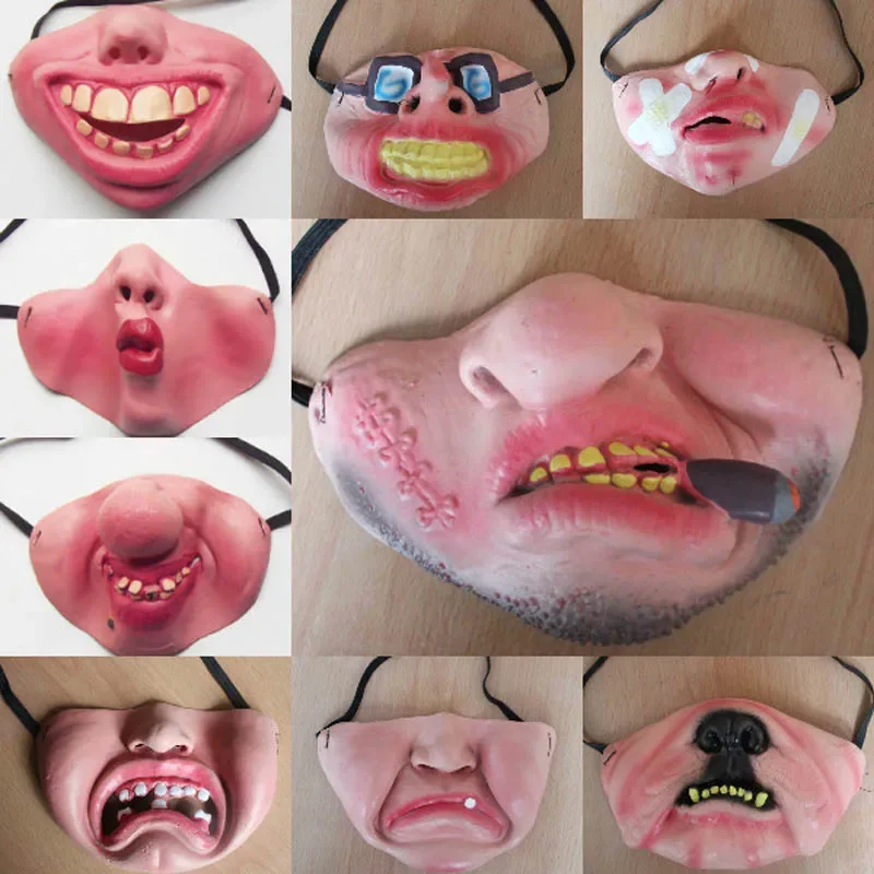Pół twarzy straszne straszne maski impreza z okazji Halloween Decor zabawna impreza dla dorosłych maska lateksowa klaun przebranie na karnawał rekwizyty Masquerade Purim — zdjęcie 2