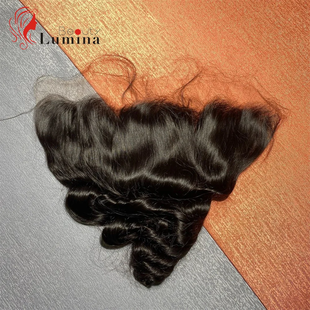 13x4 Swiss Lace Frontal Ear to Ear Human Hair Extensions Loose Wave Frontal Closure 100% Human Hair Natural Black  Loose Wave