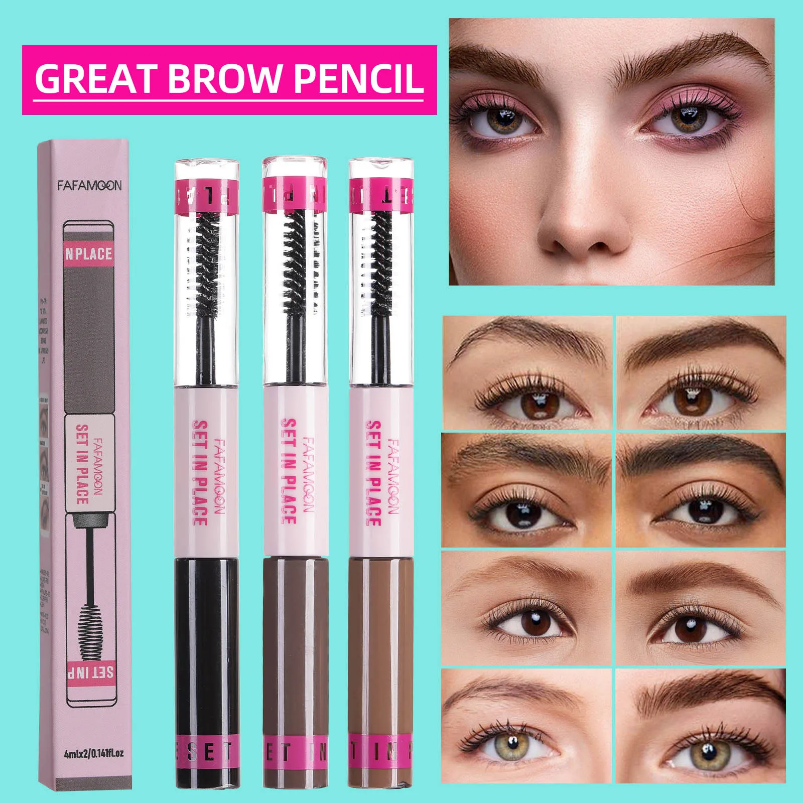 FAFAMOON 3 colores estilo crema para cejas líquido crema para peinar cejas Gel transparente de larga duración crema para cejas de secado rápido