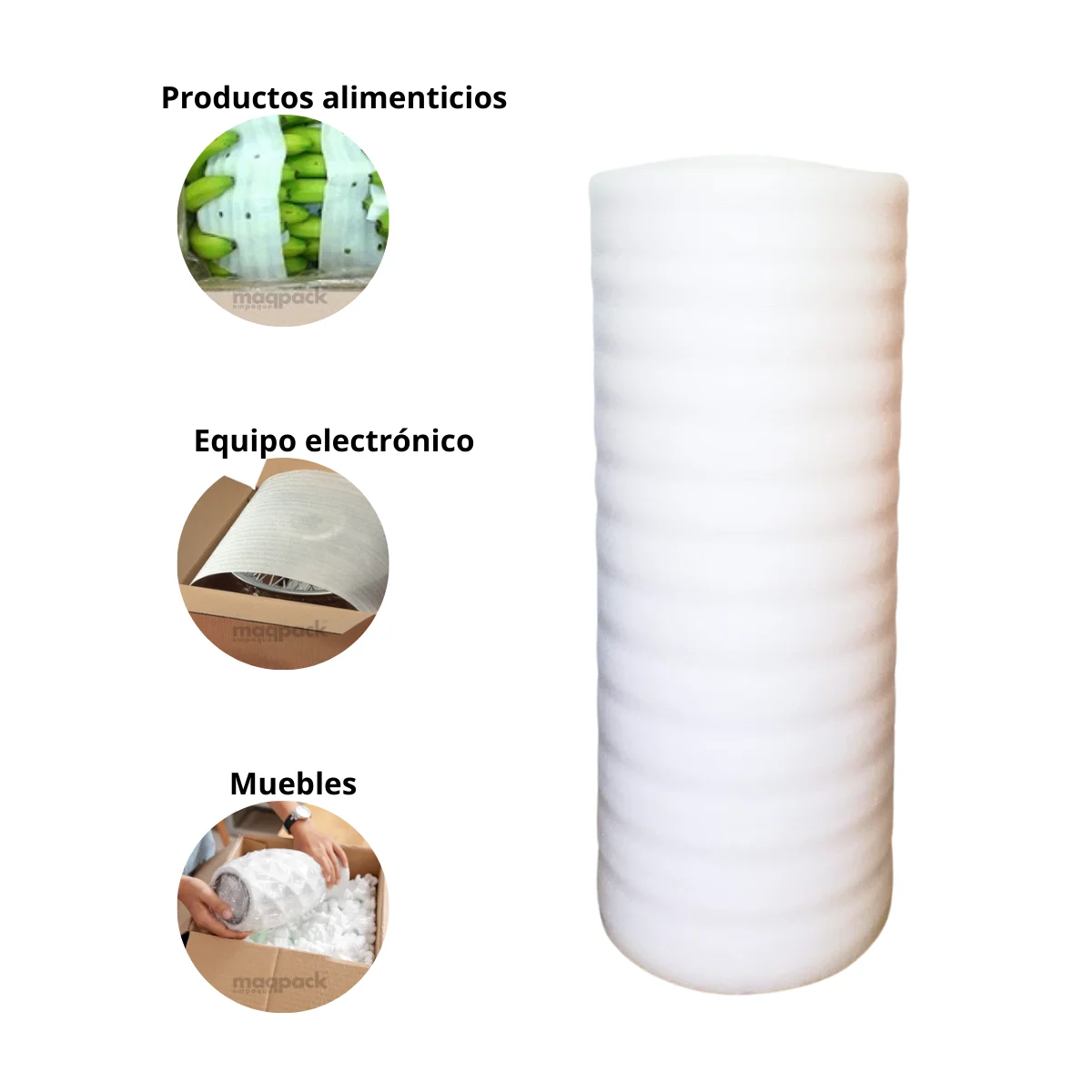 Pelicula de embalaje de espuma a prueba de golpes protección de espuma en rollo Polietileno Espumado Polipac Protege tus productos 1/4 100 Cms X 18 Mts
