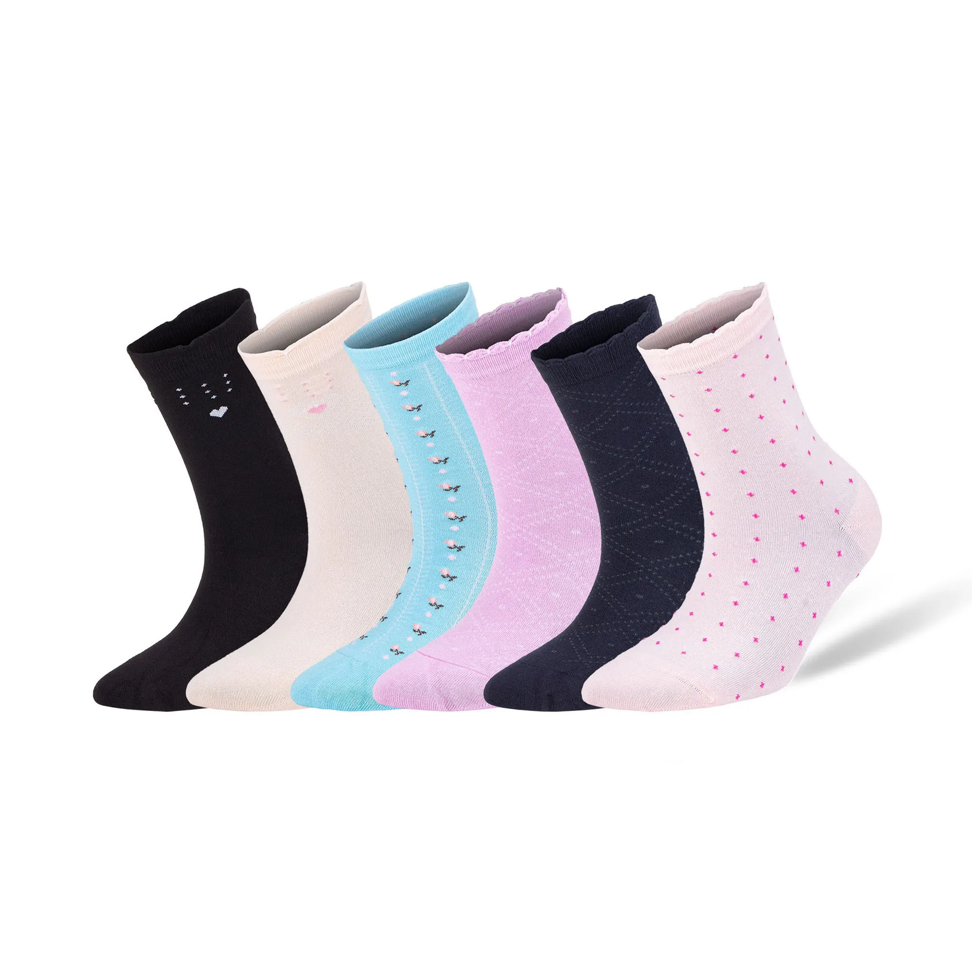 

6 Pairs - Bamboo Crew Socks for Women Size 6-9 Seamless Bamboo Fiber Socks with Gift Box