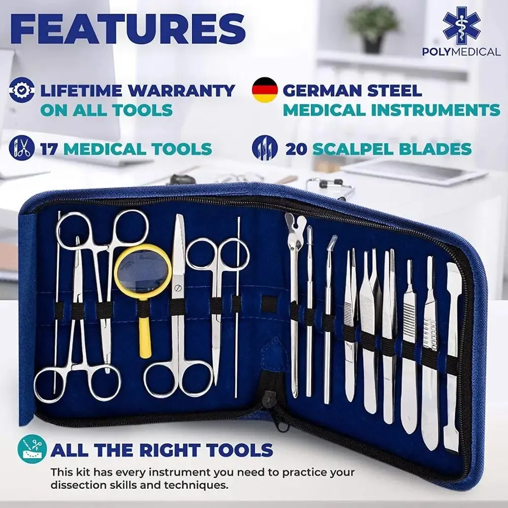 Plastic Medical Dissecção Cirúrgica Cirurgia Instrumentos Set, Ensino de Laboratório, Escola de Biologia, Student Instruments, 37 em 1, 100 conjuntos por Kits