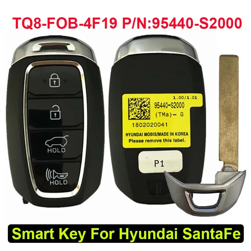 

CN020125 4 Buttons Aftermarket Remote Car Key For Hyundai Santa Fe Proximity Smart Key FCC TQ8-FOB-4F19 P/N 95440-S2000 433Mhz