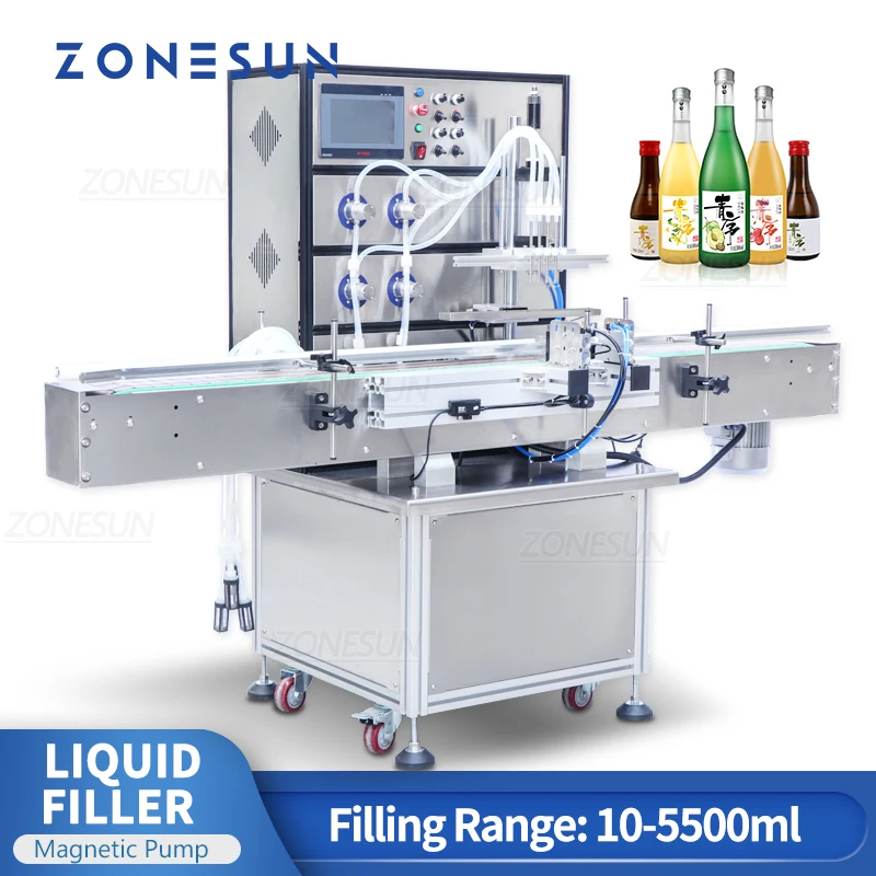 ZONESUN Disinfectant Alcohol Magnetic Pump Aerosol Soda Bottled Water Automatic Bottle Ethanol Liquid Packing Filling Machines