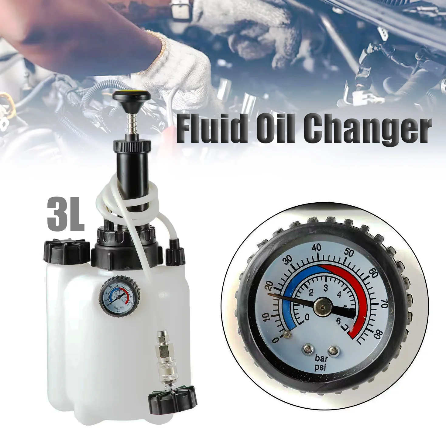 3L Manual Car Brake Oil Pot Replacement Tool Auto Brake Bleeder Large Capacity Hydraulic Fluid Oil Changer For Brake Bleeding Ki