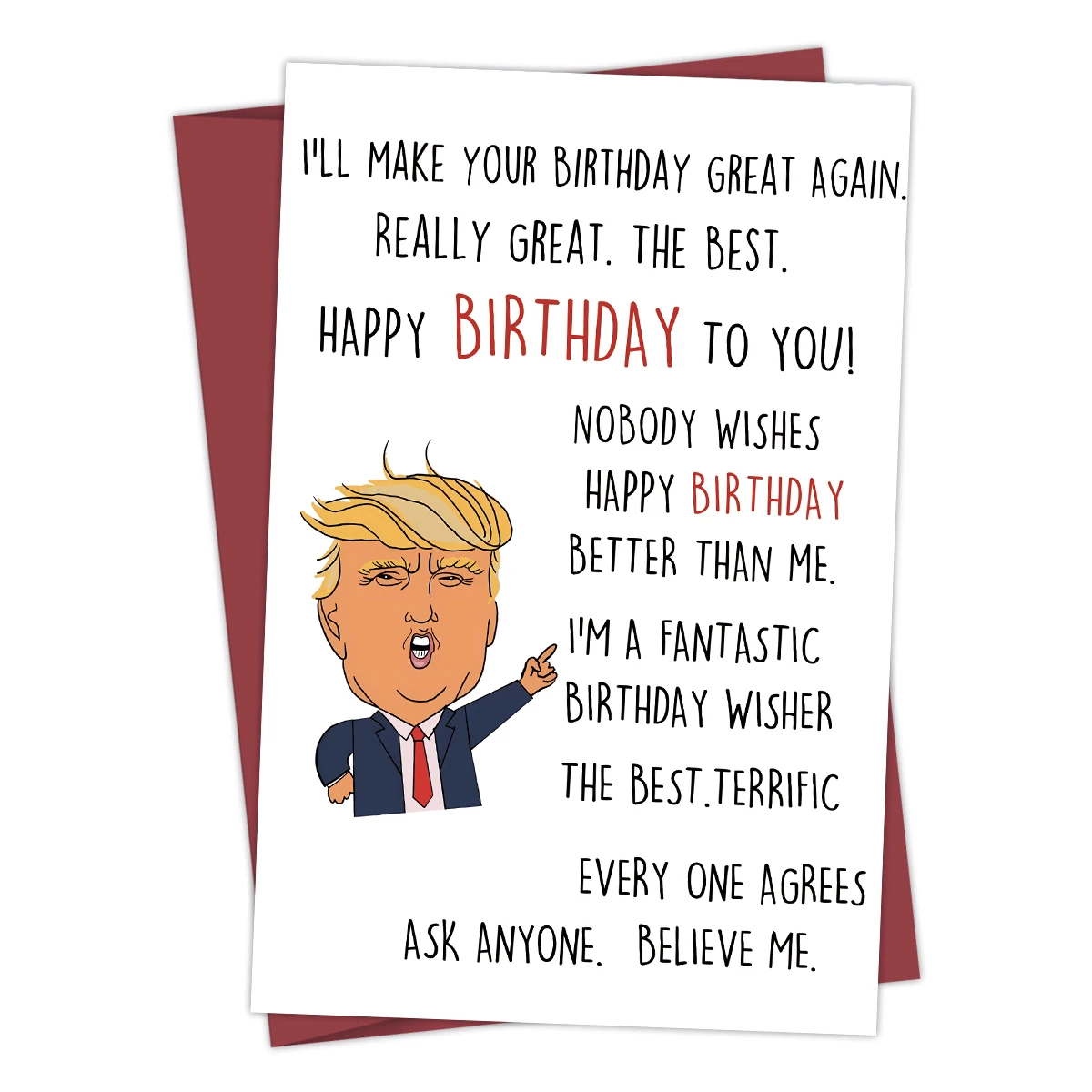 

1Pc American Trump Hilarious Birthday Card Gift, Funny Birthday Cards, Creative Greeting Card, Greeting Card With Envelope