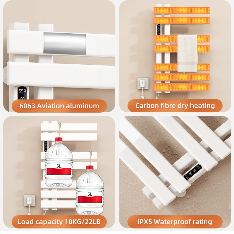전기 온열 수건 레일 디지털 디스플레이 온도 제어 수건 워머, 스마트 욕실 온열 수건, 온열 수건 랙 R530