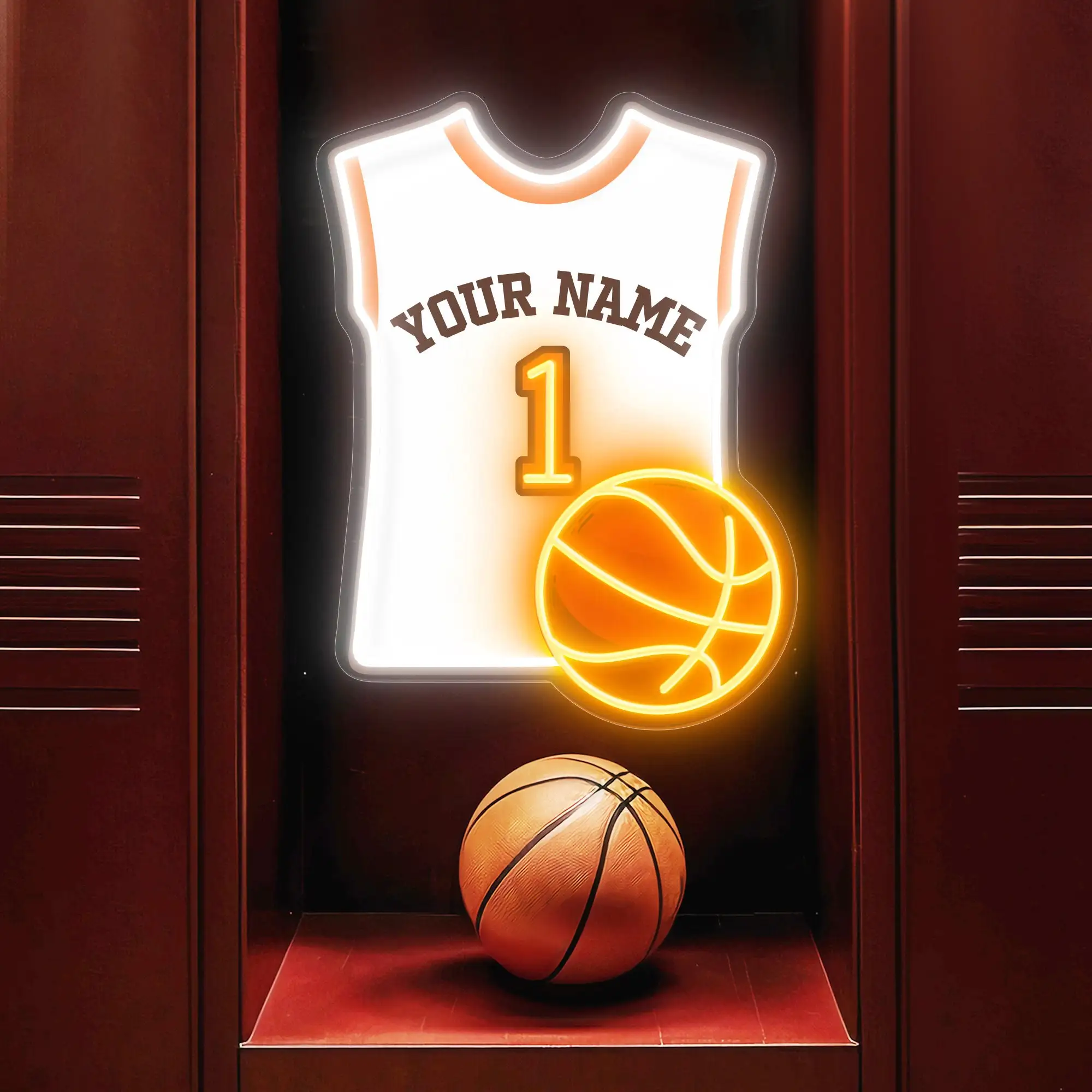 Custom Basketball Jersey Neon Sign Personalized Basketball Player Birthday Gifts Game Room Wall Decor Teens Bedroom Night Sign