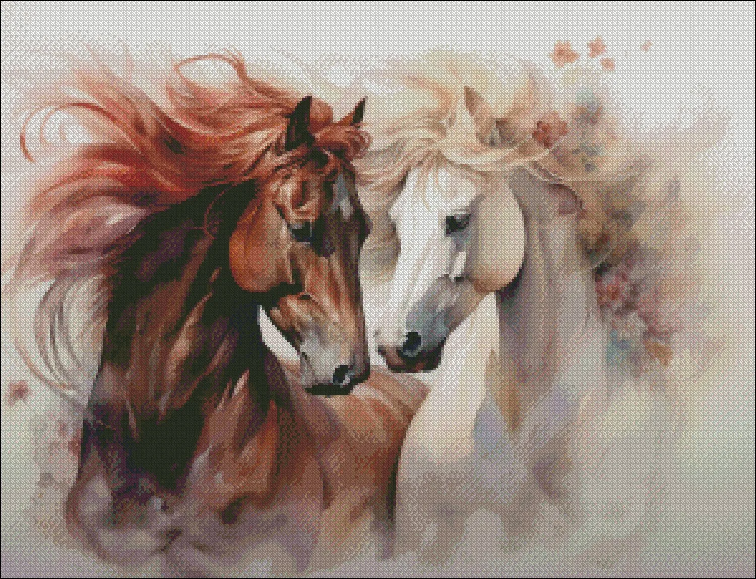 Embroidery Counted Cross Stitch Kits Needlework - Crafts 14 ct DMC Color DIY Arts Handmade Decor - Horses Long Hair