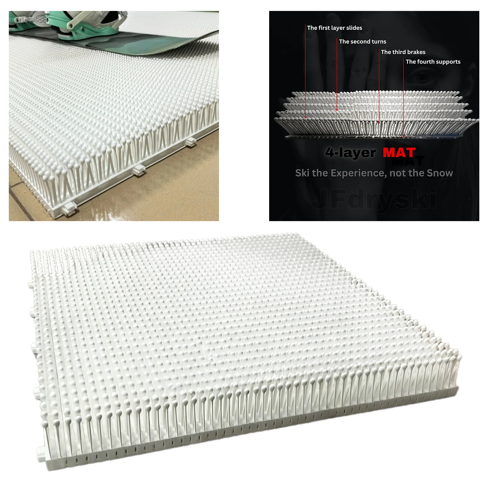 

Ski Mat White Modular Indoor Mushroom Grass Panel Versatile Sturdy Snow Training Board Ski Mat Kit for Home Gym Dryland Practice