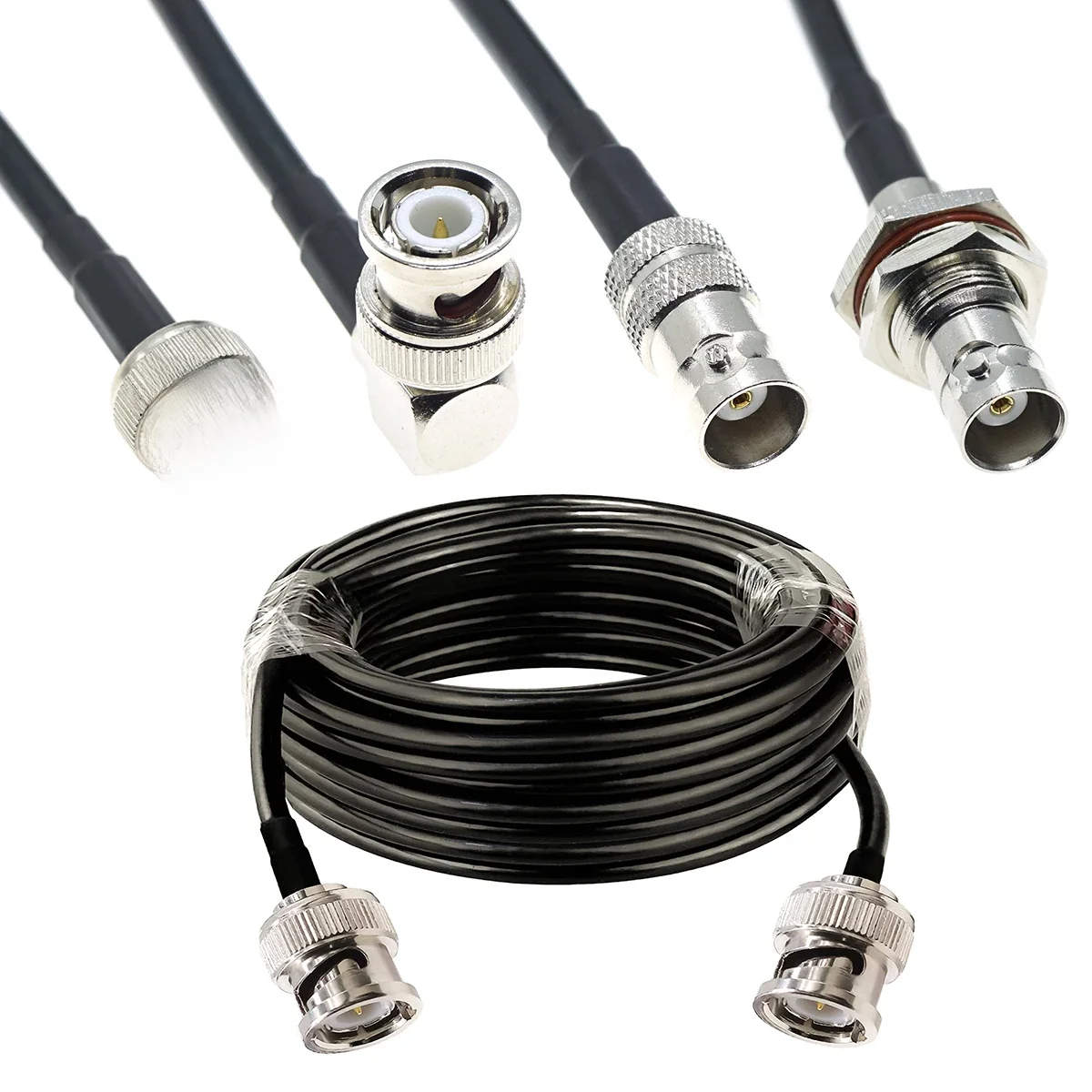 RG58 BNC męski żeński do BNC męski żeński wtyk jack złącze kątowe RF kabel koncentryczny przewód pigtail zworka przedłużacz — zdjęcie 2