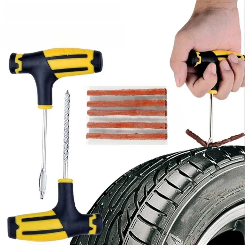 AliExpress NONE Car Tire Repair Tool Tire Repair Kit Studding Tool Set Auto Bike Tubeless Tire Tyre Puncture Plug Garage Tools with Rubber Strip