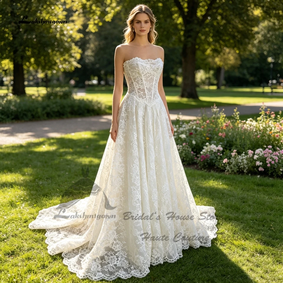 Lakshmigown Vintage Spitzen-Boho-Hochzeitskleider für Frauen 2026 Böhmische Landhaus-Brautkleider Schulterfrei Maßgeschneidert – Detail 4