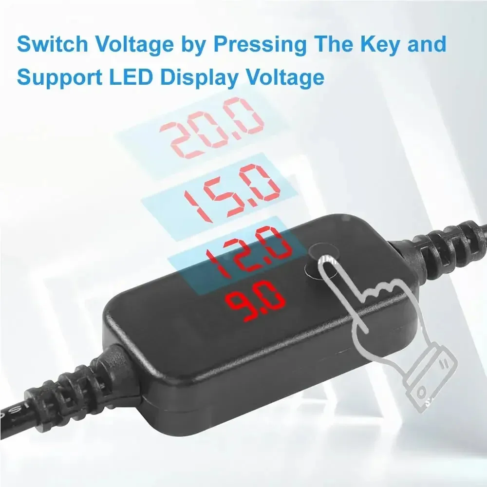 Type C to DC5.5x2.1mm Power Adapter Cord 5-20V Adjustable Voltage PD Fast Charging Cable for Lenovo Asus Hp Acer Laptop and More