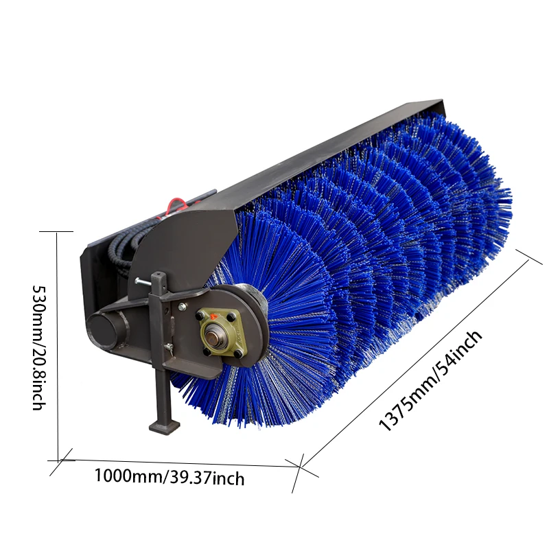 The skid steer loader attachment sweeper is suitable for cleaning large areas such as roads, construction sites and snowfields.