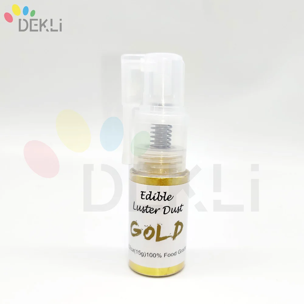 15g Spray Bottle Gold Silver Powder Luster Dust for Mousse Cake Fudge Macaron Chocolate Glitter Powder Gold Powder Spray Bottle