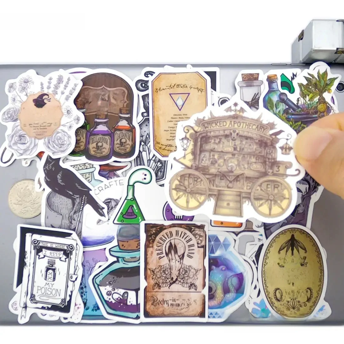 AliExpress HOTEMPO 20/30/50Pieces Gothic Style Witch Brew Alchemy Magic Wizard Potion Stickers for Bottle Luggage Car Bike Phone Laptop Sticker Toy