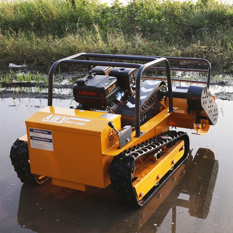 Remote-Controlled Lawn Mower—An Intelligent Mowing Robot; a Four-Stroke, -Powered, Zero-Turn, Tracked Mower Capable of Traversing 45-Degree Slopes. view 4