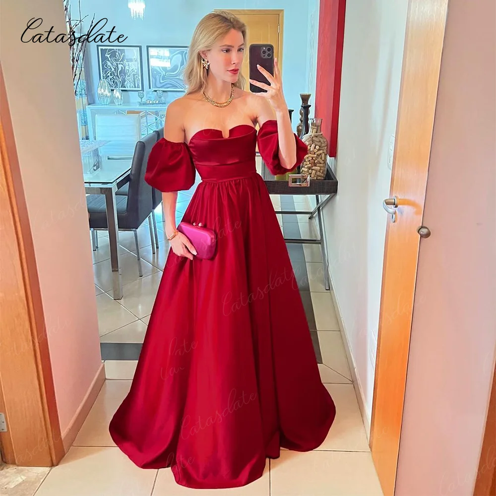 Catasdate Long Evening Dress with Separate Sleeves Elegant Party Dress Customized Formal Occasion Dresses vestidos de noche