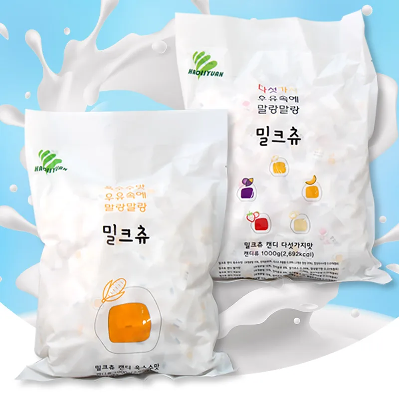 1kg milk chew mix + 1kg corn flavor 1kg caramel jelly large capacity snack