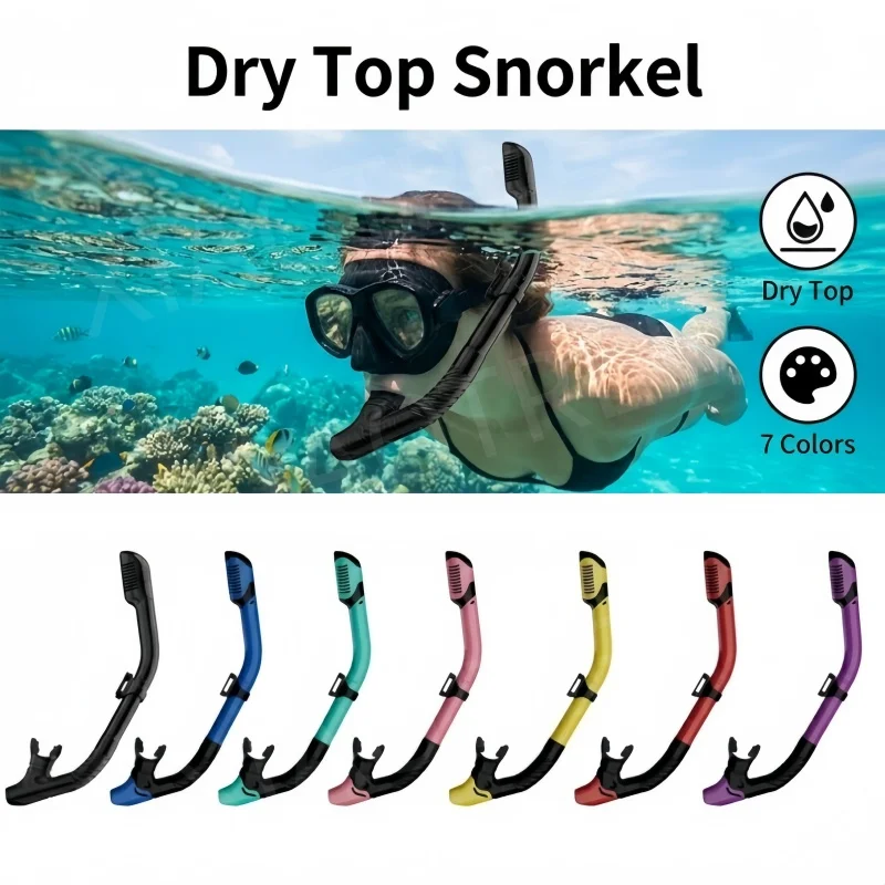 XIAOTREE Dry Snorkel Tube Easy Breath Scuba Diving Splash Guard Top Valve Swimming Underwater Equipment For Adults Kids Youth