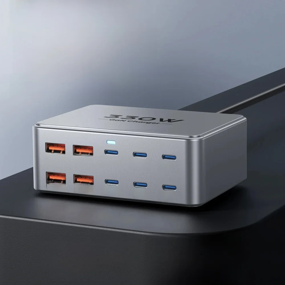 Ładowarka USB C GaN 330 W 100 W PD3.0 PPS QC3.0 Wieloportowa stacja szybkiego ładowania do laptopa iPhone 15 16 Samsung Macbook Pro Tablet — zdjęcie 2