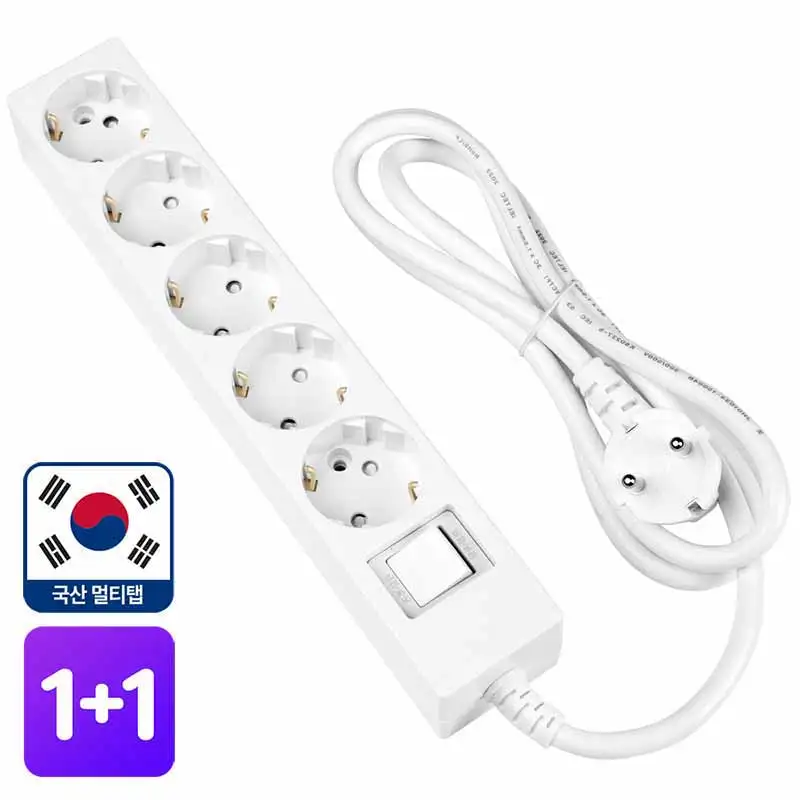 1+1 Domestic 16A Overload Blocking Safety 5-Outlets 2.5m