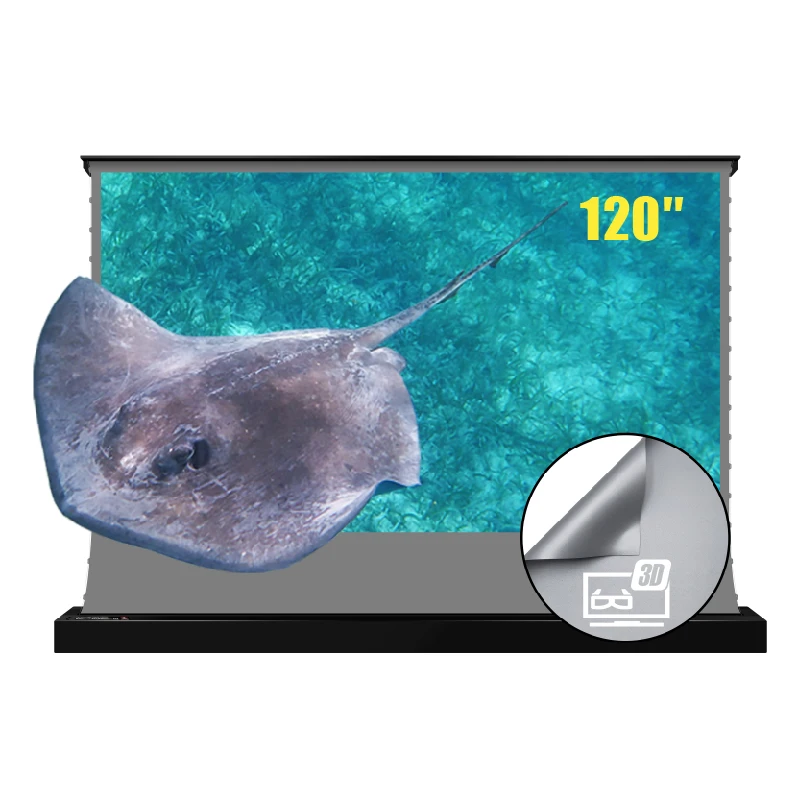 VIVIDSTORM 120 inch S Electric tab-tensioned Rollable Screen 3D Obsidian Long Throw Ambient Light Rejecting for Normal Projector