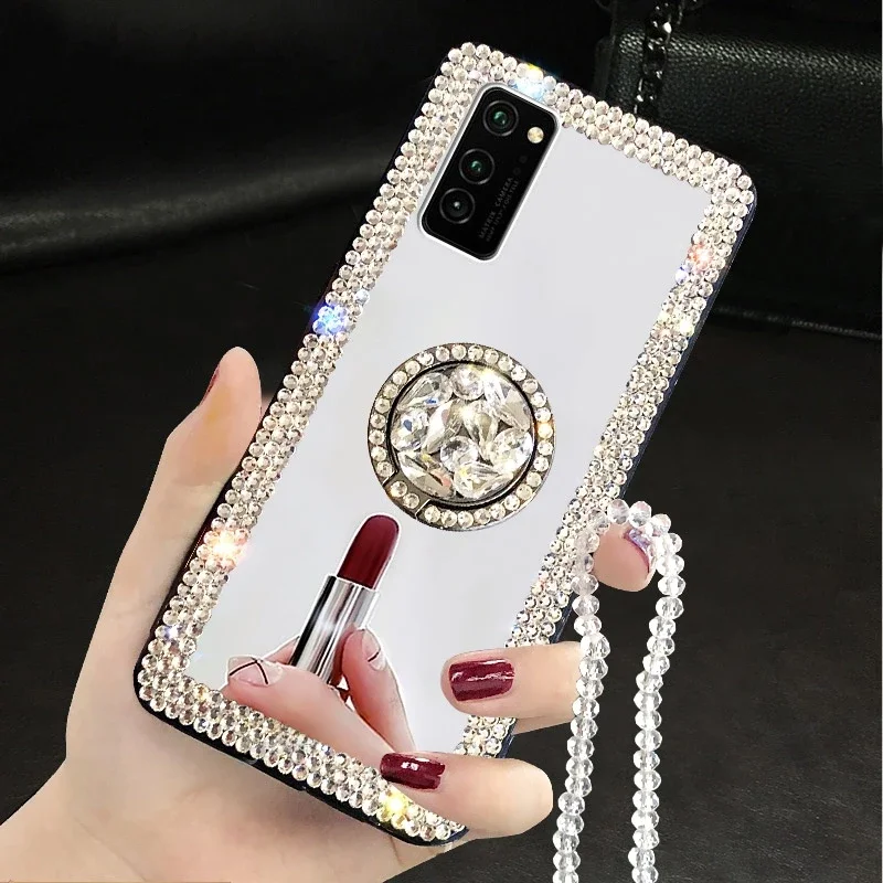 Coque miroir diamant pour Samsung Galaxy S24 Ultra S23 S22 S21 Note 20 Ultra S20 Plus, maquillage de luxe, housse en plastique TPU antichoc