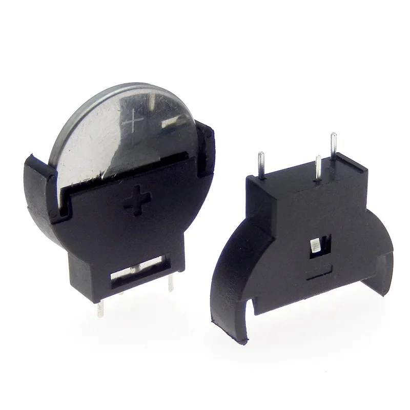 5 pièces en plastique noir CR2032 3V pile bouton support de prise de batterie boîtier boîtes de batterie