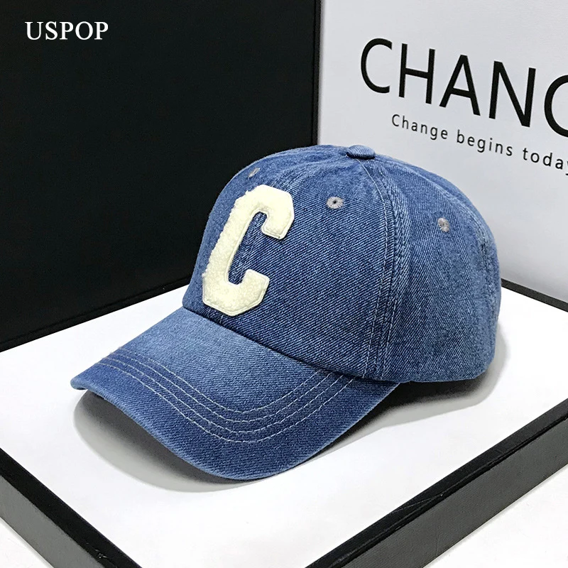 Casquettes de baseball en denim pour hommes et femmes, décontracté, 100% coton, lettre C, printemps, été