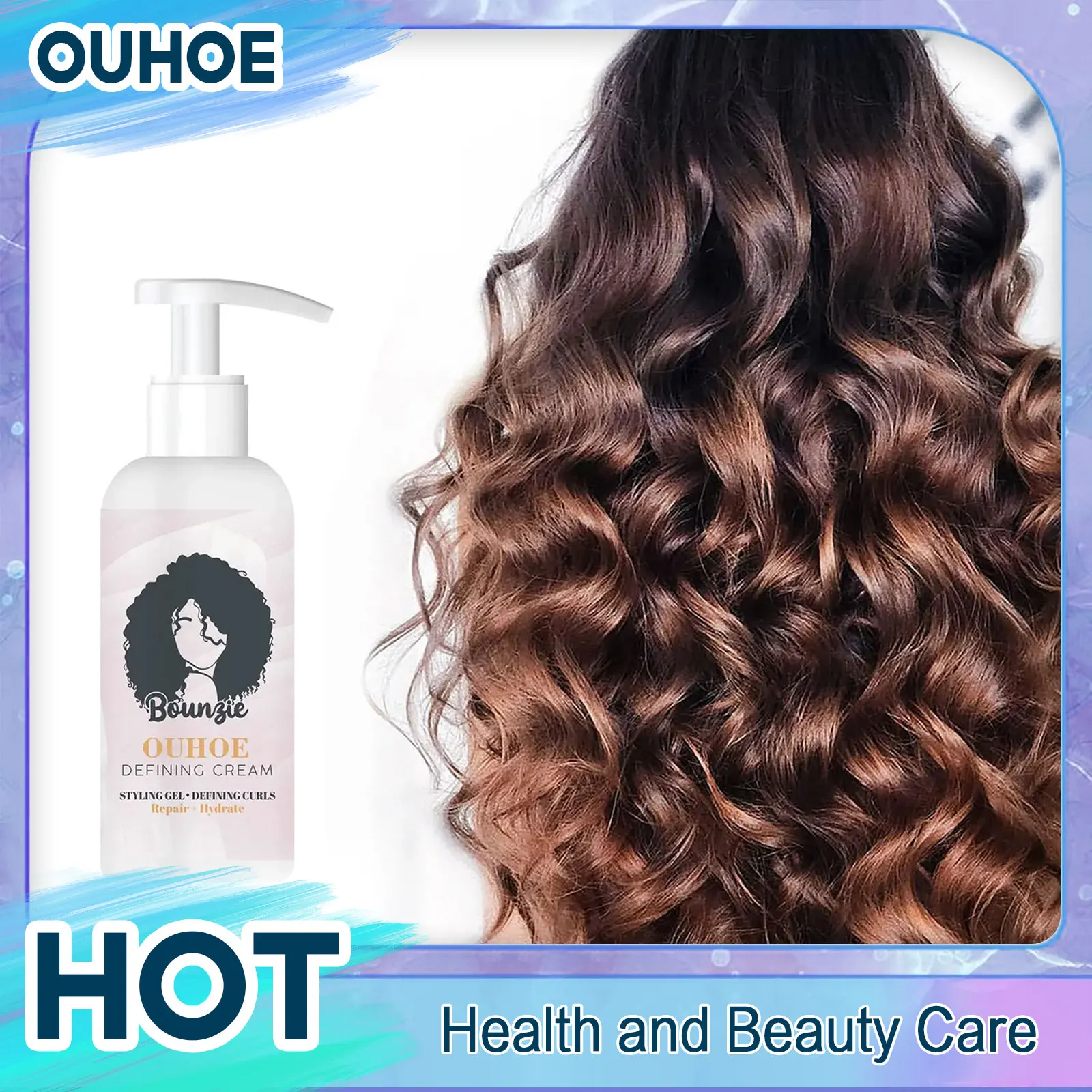 Hair Curling Cream Styling Sculpting Frizzy Wavy Boost Elastin Volumizing Fluffy Thickening Nourishing Enhance Hair Define Cream