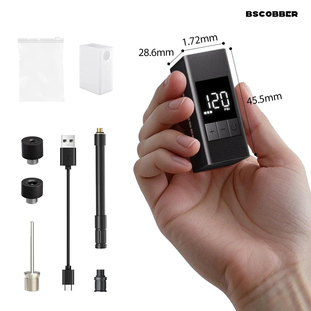 BSCOBBER Bomba de ar portátil A3S Bicicleta Medidor digital Display Schrader Presta Pneus Inflador de pneus elétricos 120PSI Mini bomba BSCOBBER Bomba de ar portátil A3S Bicicleta Medidor digital Display Schrader Presta Pneus Inflador de pneus elétricos 120PSI Mini bomba