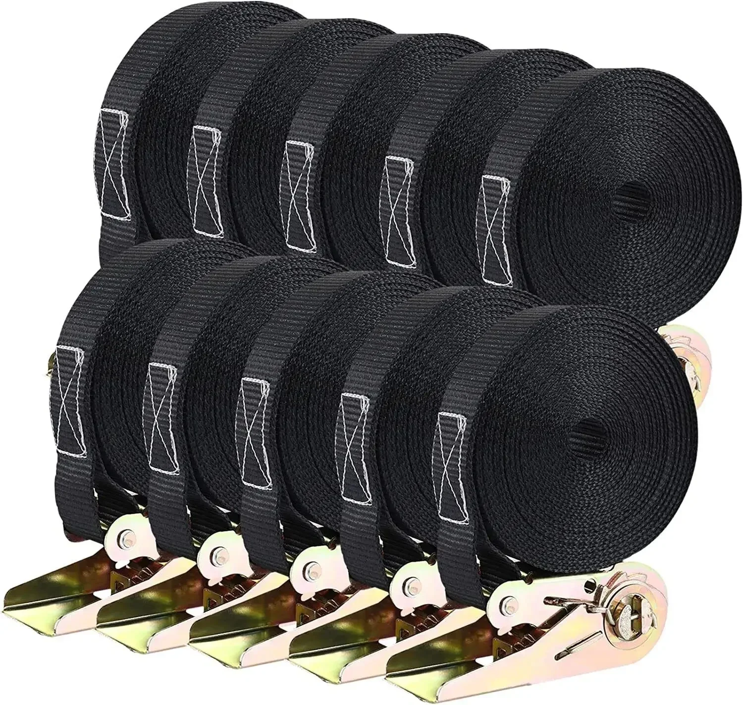 10 x spanbanden harde spanbanden ratel spanband uit één stuk 6 m x 25 mm - afbeelding 2