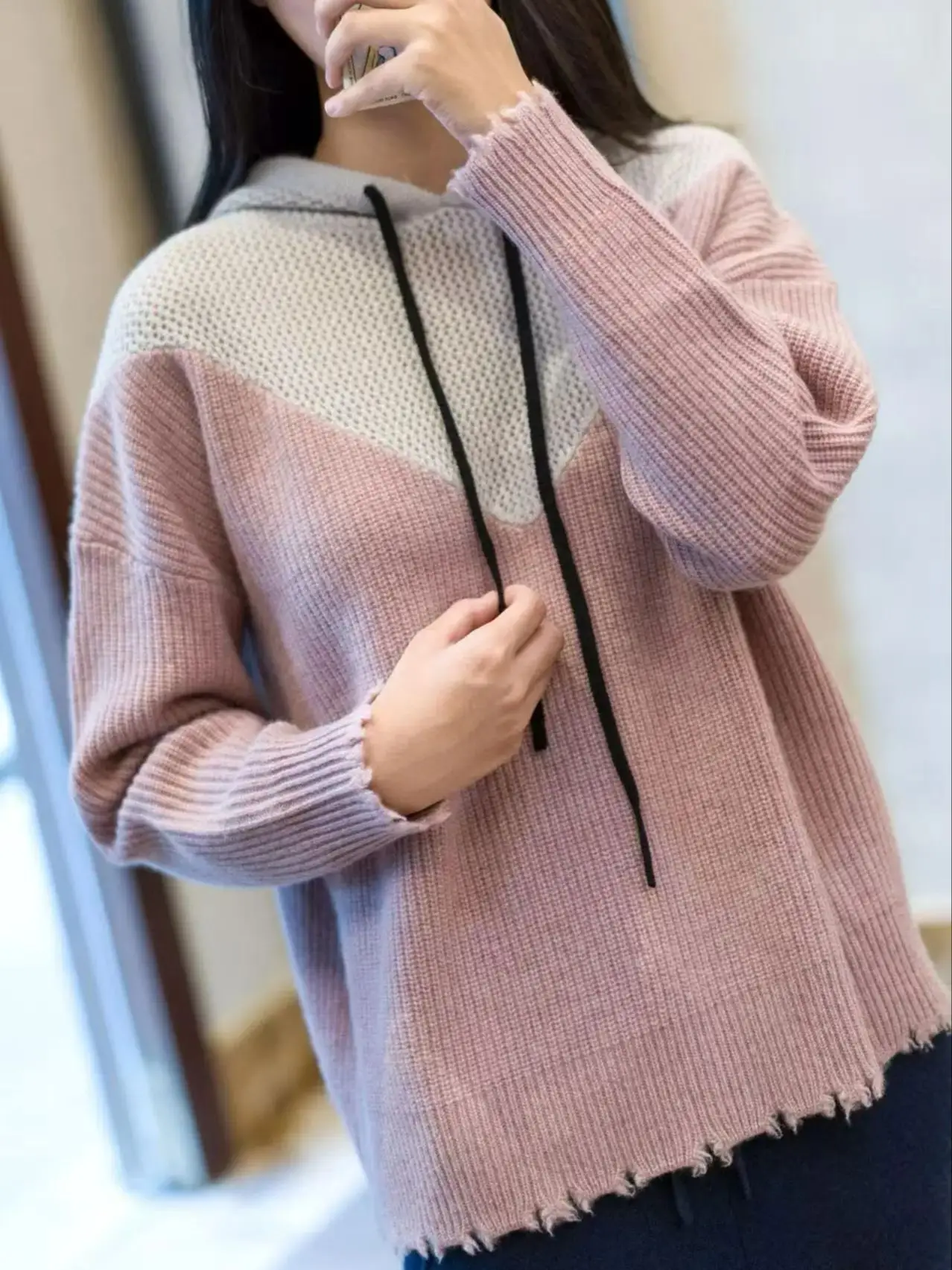 

Autumn winter 2025 collection women's 100% cashmere hooded loose pullover