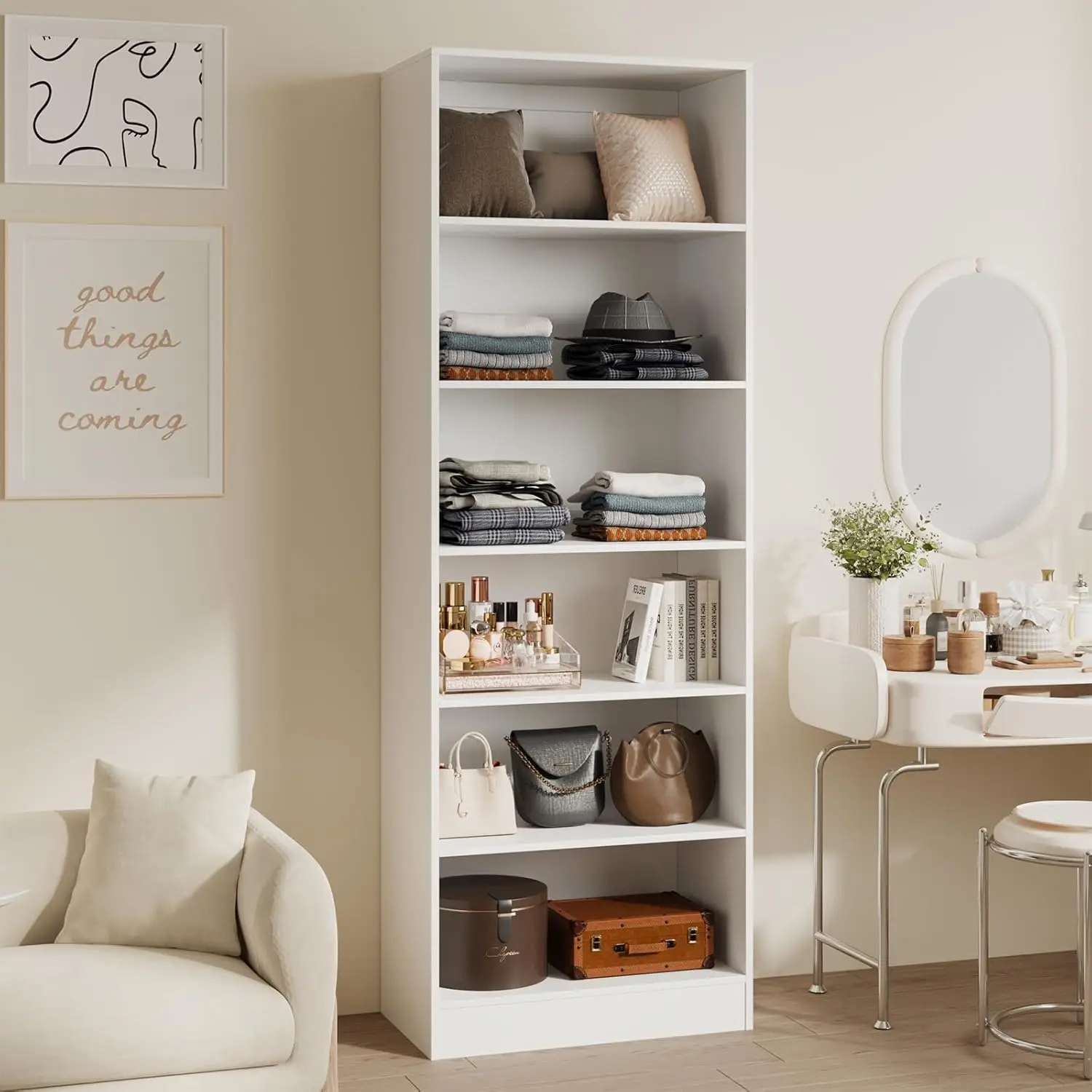 25'' Closet Organizer System with 5 Adjustable Shelves
