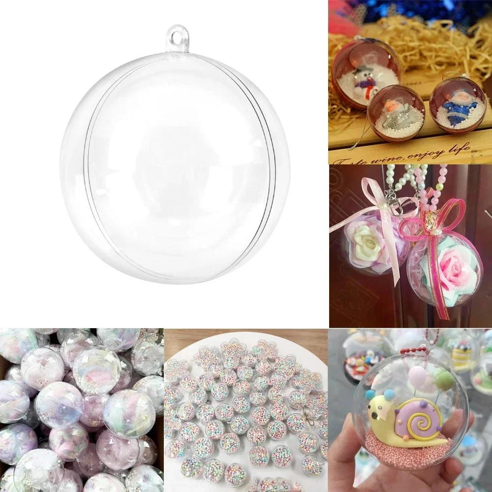 Boules rondes transparentes, boules en plastique pour bricolage, taille de 10 à 20cm, ornement Globulaire pour la maison, boule transparente rechargeable, boîte cadeau 1 pièce