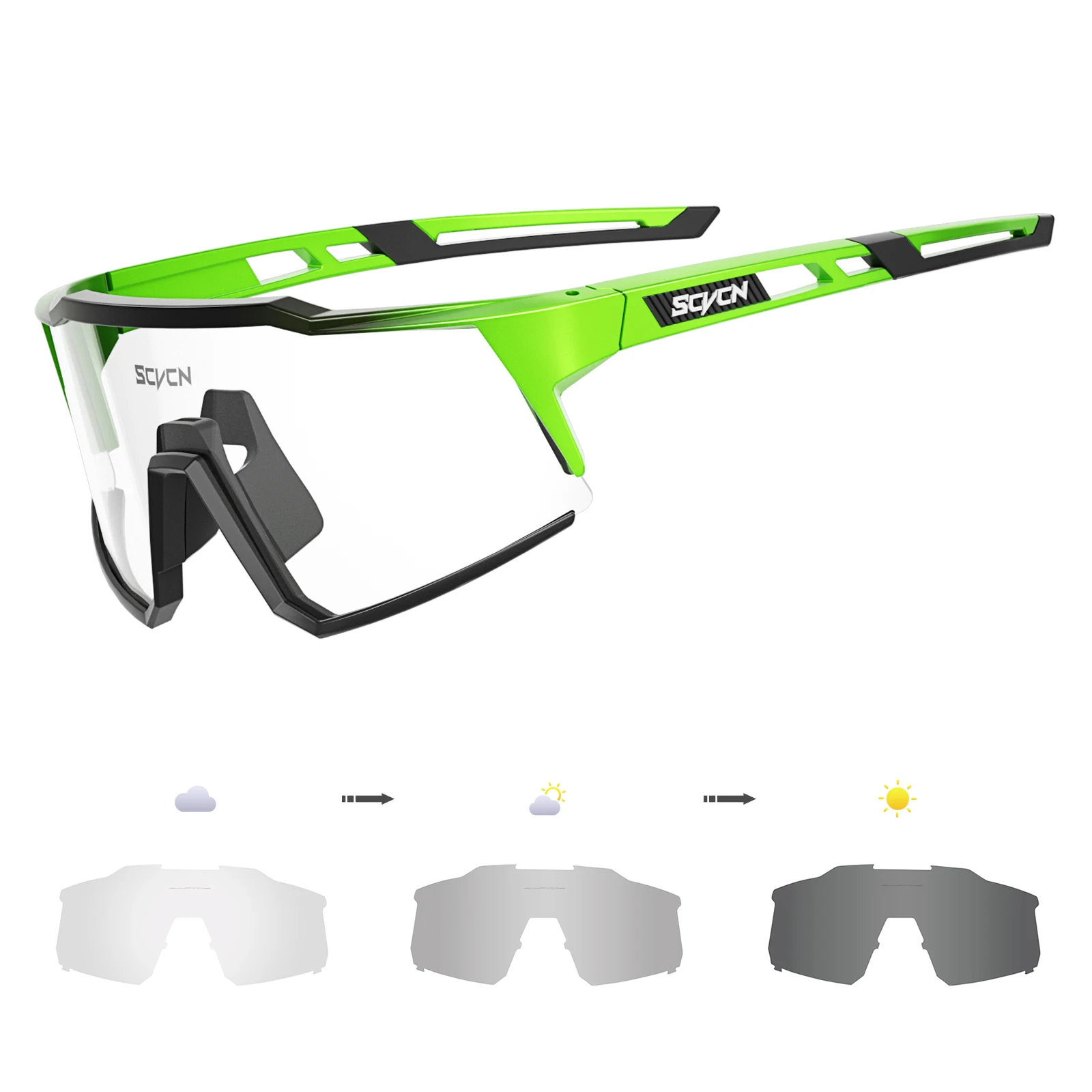 نظارات ركوب الدراجات الليلية اللونية SCVCN نظارات ركوب الدراجات الجبلية MTB UV400 للرجال والنساء نظارات شمسية رياضية للجري في الهواء الطلق