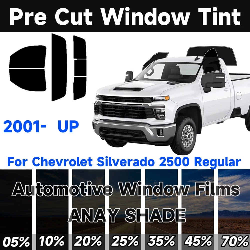 

Предварительно вырезанный оттенок окон автомобиля для Chevrolet Silverado 2500, обычный автоматический солнцезащитный УФ-блокирующий тепло, 2-слойная защитная пленка для окон, абажур
